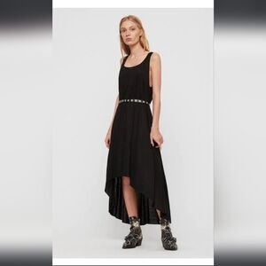 ALL SAINTS | FREDERIKE Swing dress Black Viscose Hi-lo Sleeveless Sz S